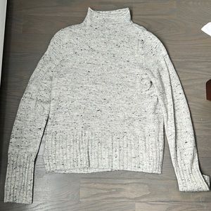 Cream and speckled knit mock neck sweater